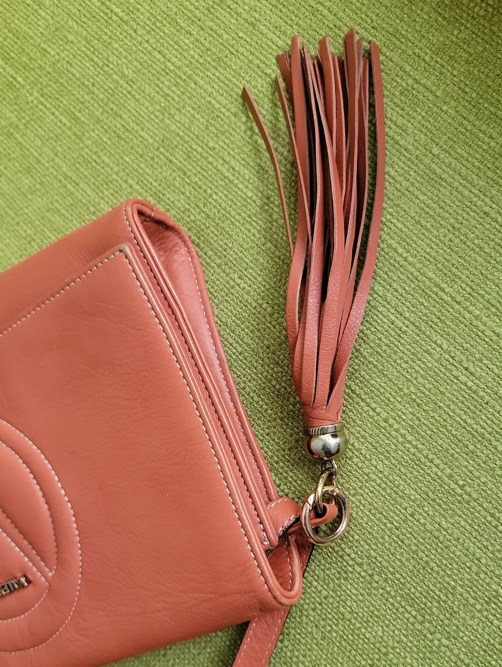 Mario Valentino Coral Pink Leather Crossbody with Tassel